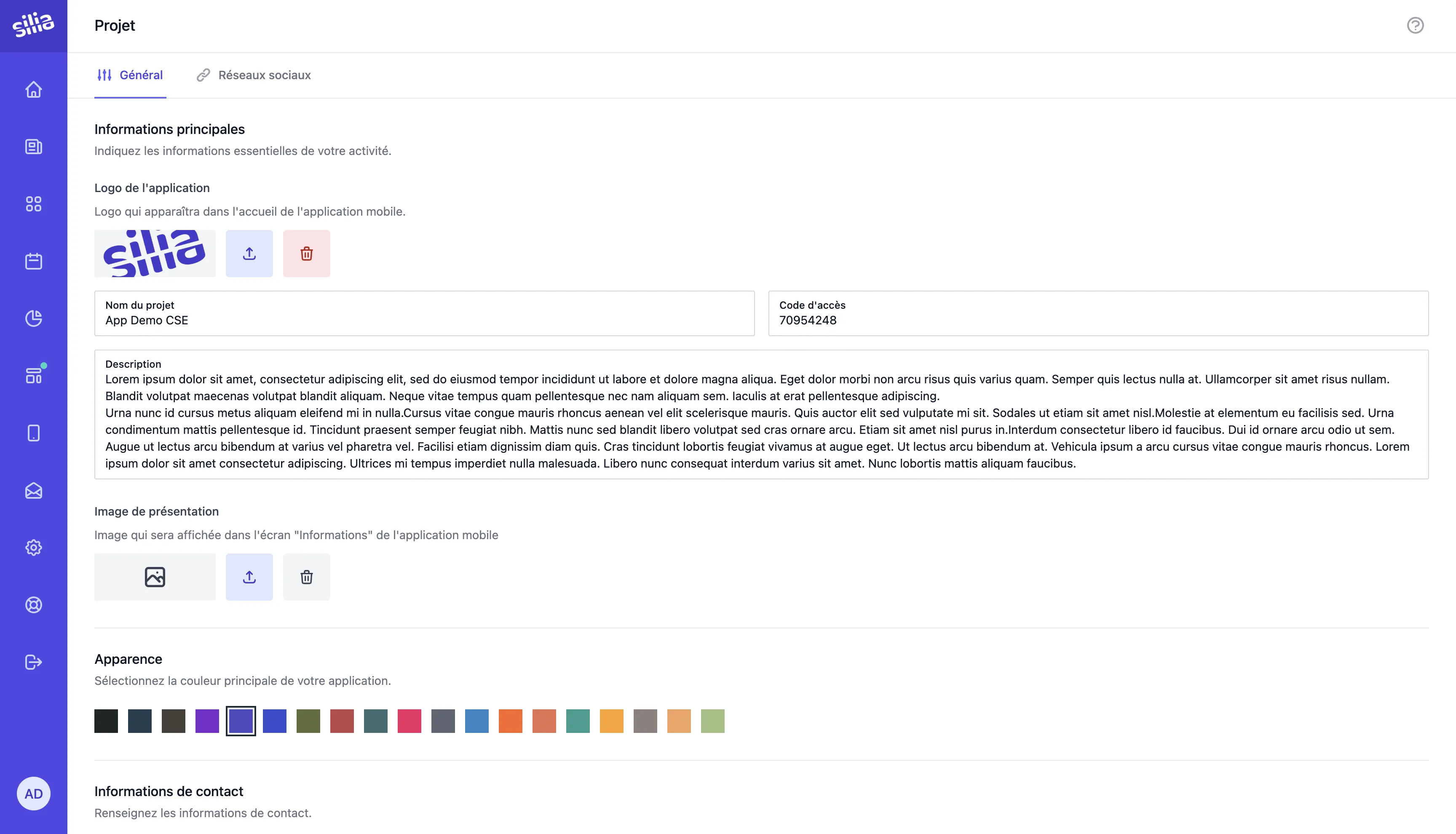 Personnalisation de l'application